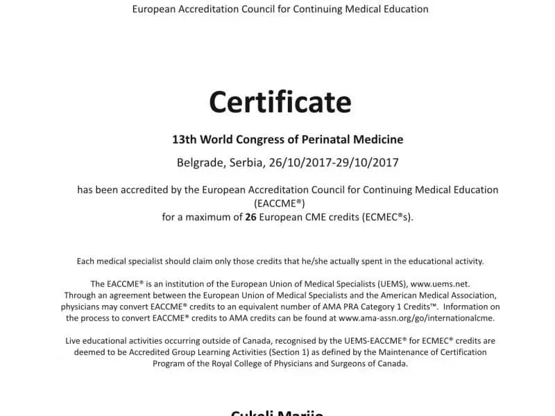 dr. Marijo Čukelj – certifikat 1