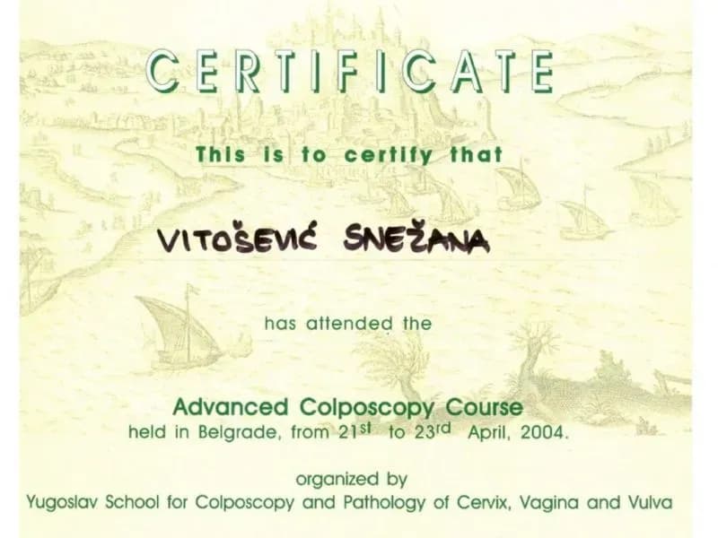 dr. Snješka Vitošević – certifikat 11