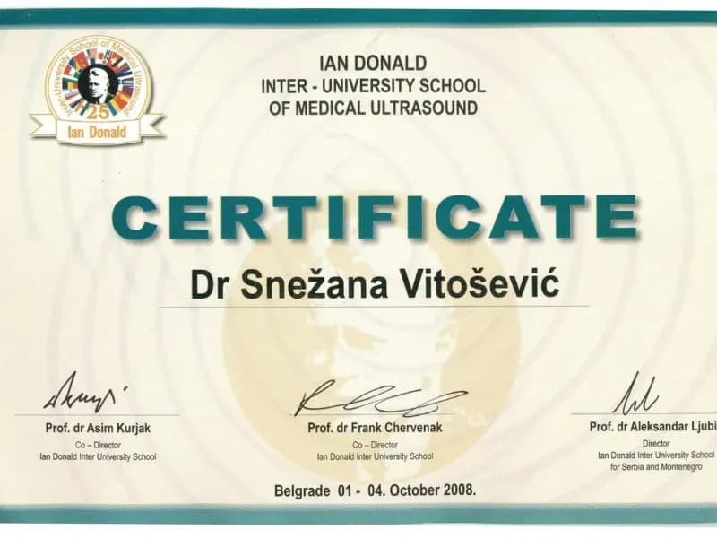 dr. Snješka Vitošević – certifikat 12