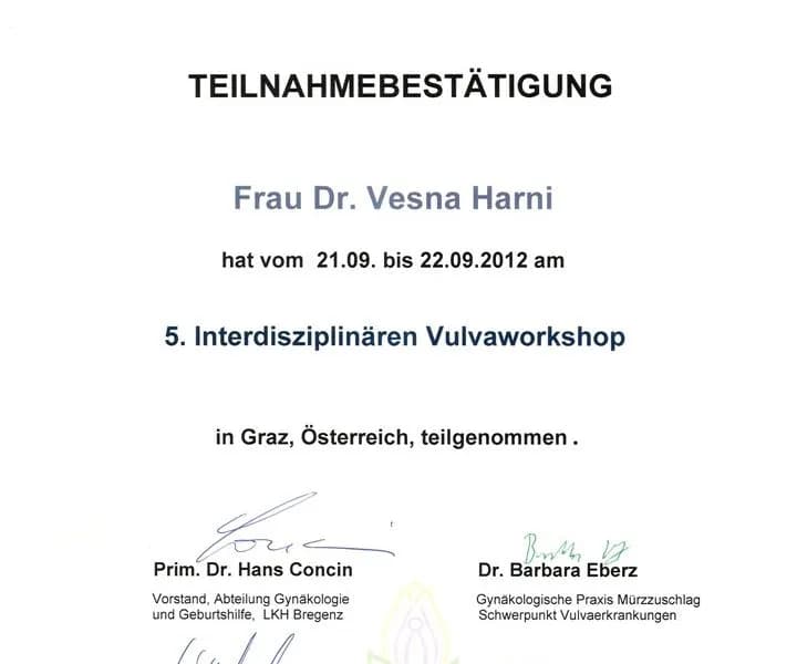dr.sc.Vesna Harni – certifikat 14