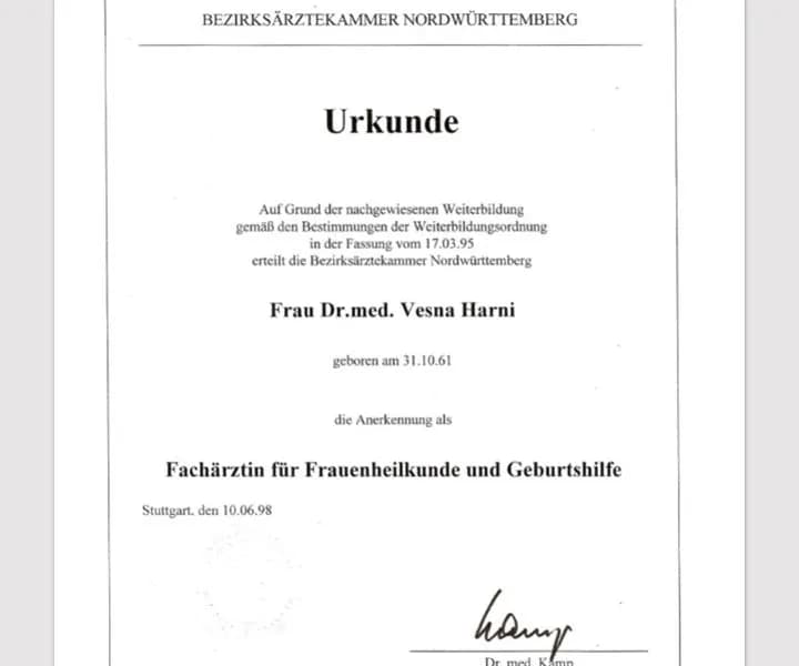 dr.sc.Vesna Harni – certifikat 2