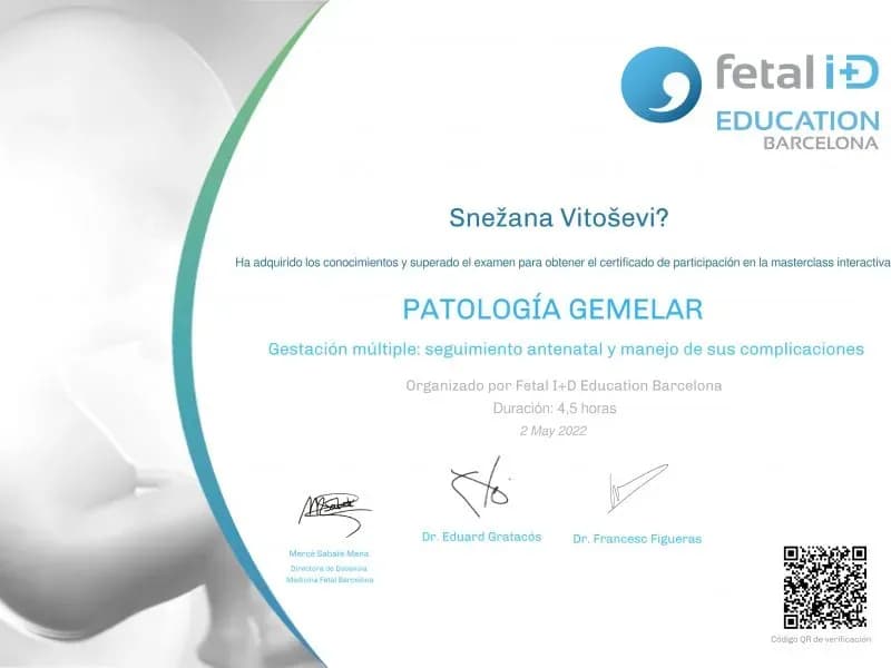 dr. Snješka Vitošević – certifikat 3