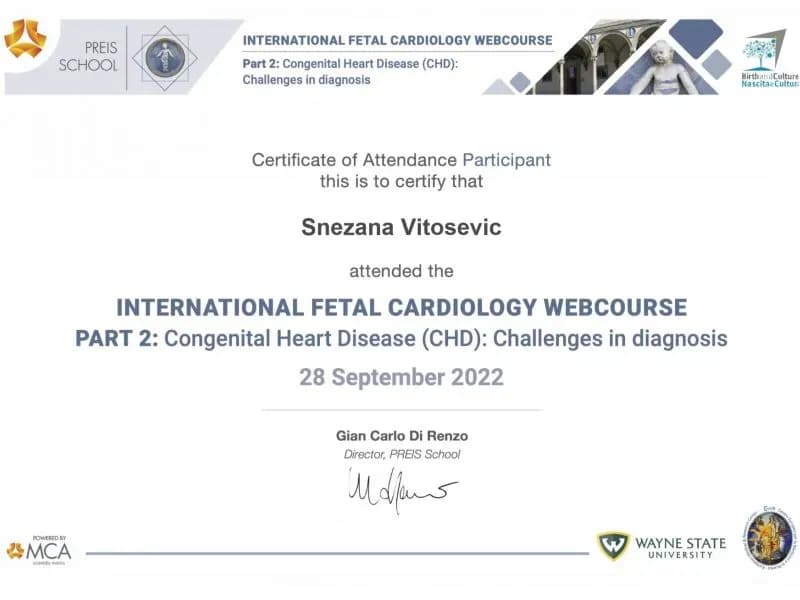 dr. Snješka Vitošević – certifikat 4