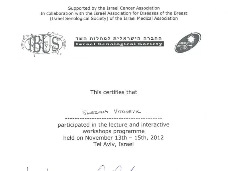 dr. Snješka Vitošević – certifikat 8